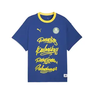 PUMA Mens Hoops X Se Palmeiras Graphic Crew Neck Short Sleeve Casual Tops Casual - Blue