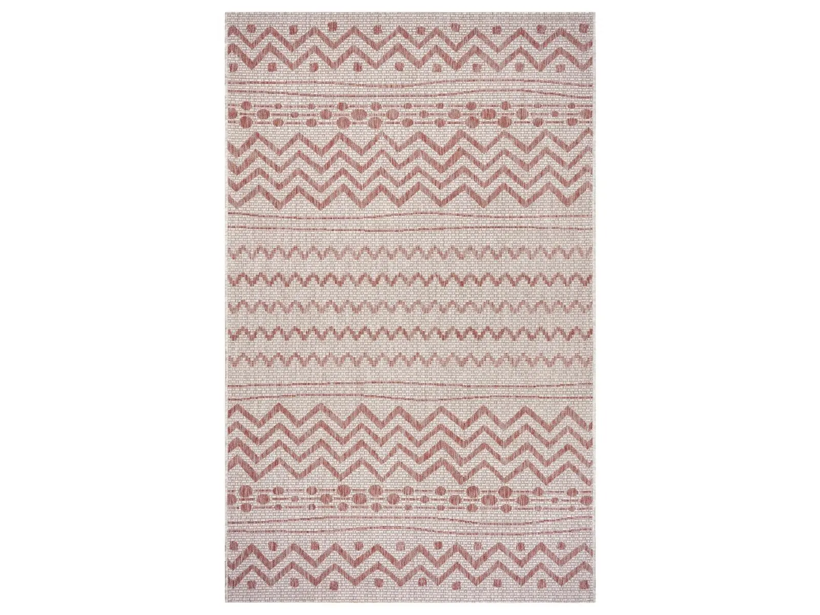 HomeRoots 396227 5x8 ft. Beige & Red Zigzag Faux Color-Block Bright-Colored Decorated Indoor & Outdoor Beige Area Rug, Beige Area Rugs, Bright-Colored Area Rugs
