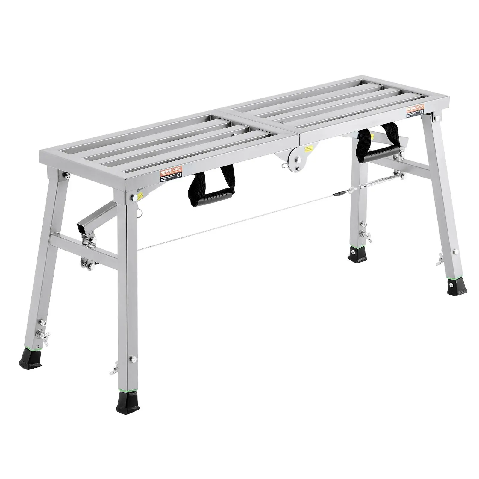 【SummerFinds】VEVOR Work Platform, 3 Gear Adjustable Height, Folding Alloy Steel Step Ladder, Portable Scaffolding Platform, 400 lb Load Capacity, Non-Slip Rubber Feet, Drywall Painting Stool, for Cleaning &Washing