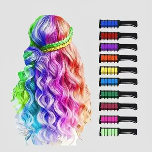 Colorful Hair Chalk Comb, 10pcs/set Temporary Hair Chalk, Washable Hair Color Dye Makeup Kit for Birthday Party Use Hair Coloring