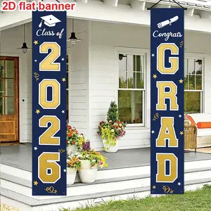 Graduation Party Decorations Set, 2 Piece Grad Banner Hanging Flags, School Classroom Decoration, Party Decorations Banners, 12x70.8 Inches