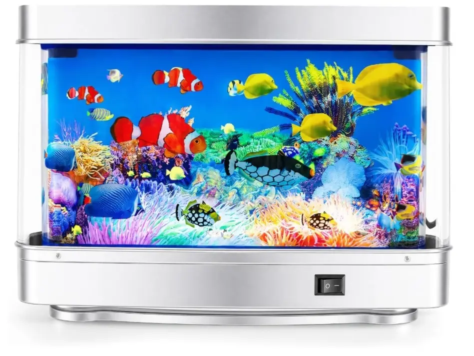Fish Lamp Aquarium Lamp, Coral Reef Fake Fish Tank Decor | Frutiger Aero Decor Moving Fish Lamp, 10 LEDs 7200K, Fake Fish Aquarium Coral Reef Clown Triggerfish, Whisper-Quiet, Studio