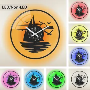 LED Vinyl Record Style Wall Clock with Transparent Glass, Round Design Available in 25/30/35cm, Perfect Home Decor Gift