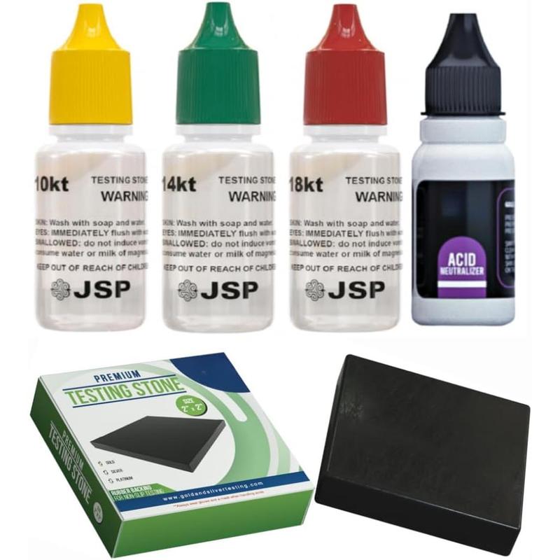 Gold Testing Kit, 10K 14K 18K Testing Solutions with Stone, Professional Jewelry Purity Test Set, USA
