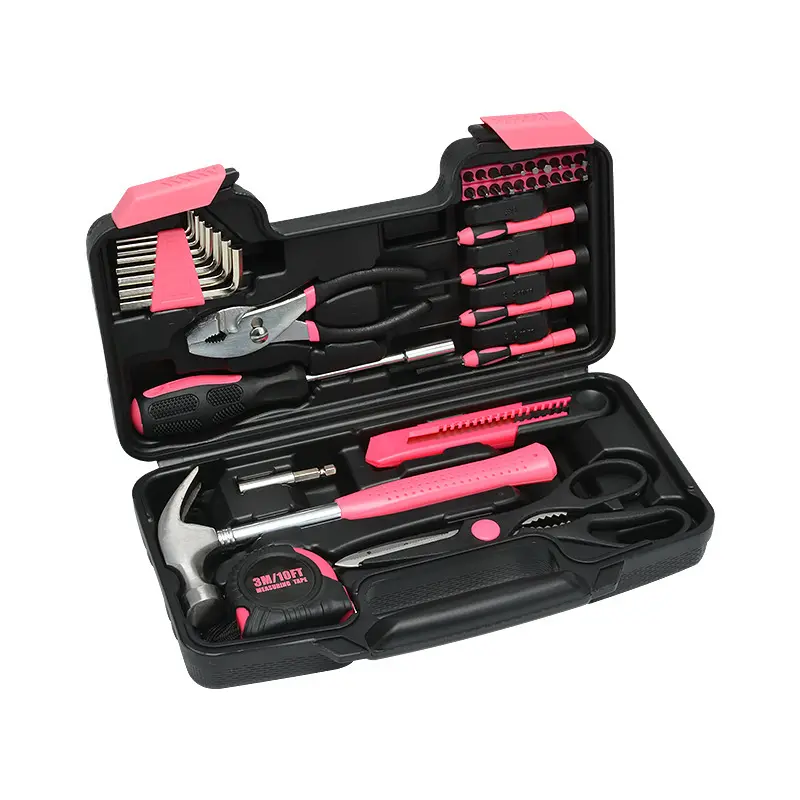 Portable Home Hand Tool Kit, 39-Piece Set for General Maintenance, Including Screwdriver, Pliers, Hammer, Hex Key Versatile