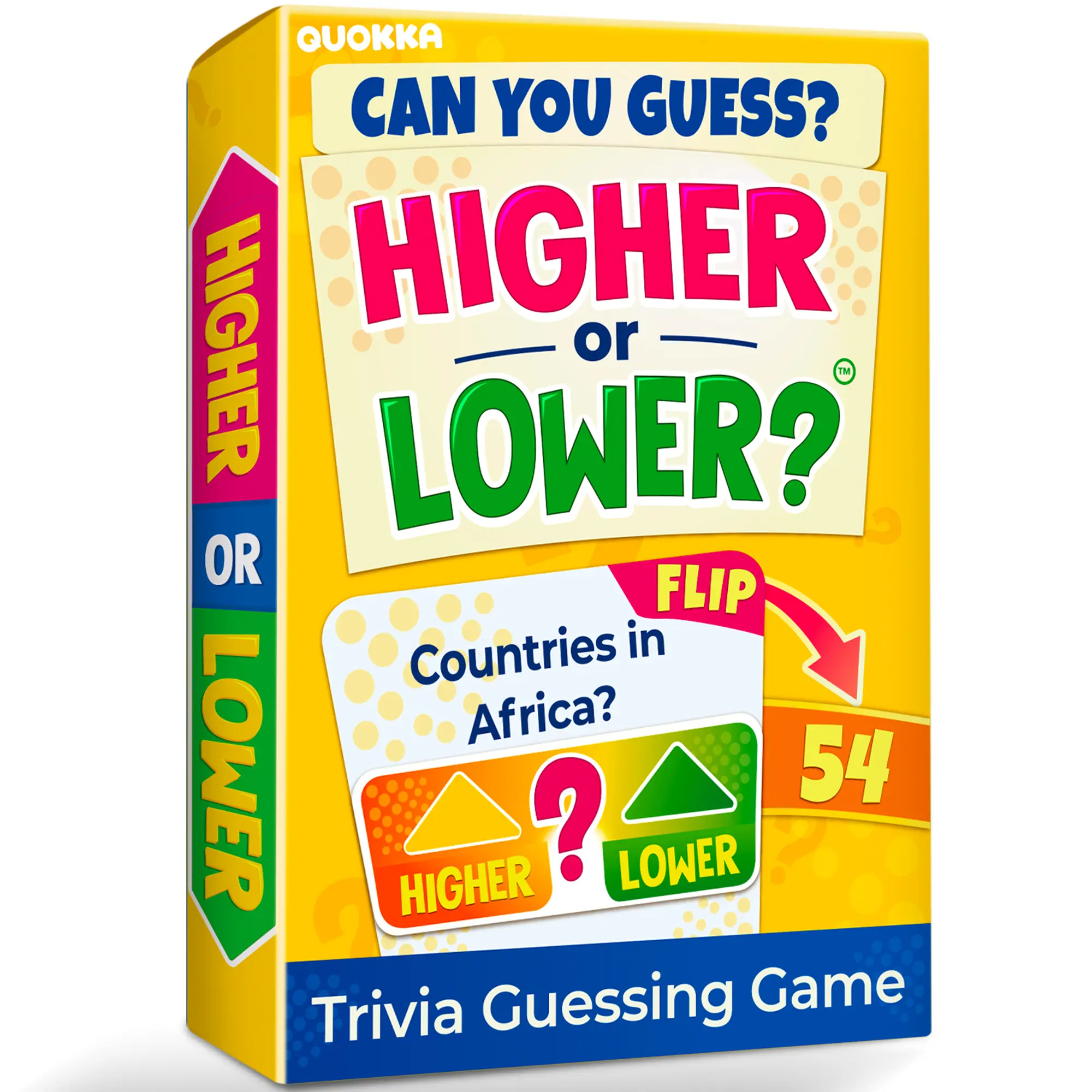 QUOKKA Higher or Lower Trivia Board Games for Kids and Adults - Guess Fun Questions – Educational Card Game for Families&Teens