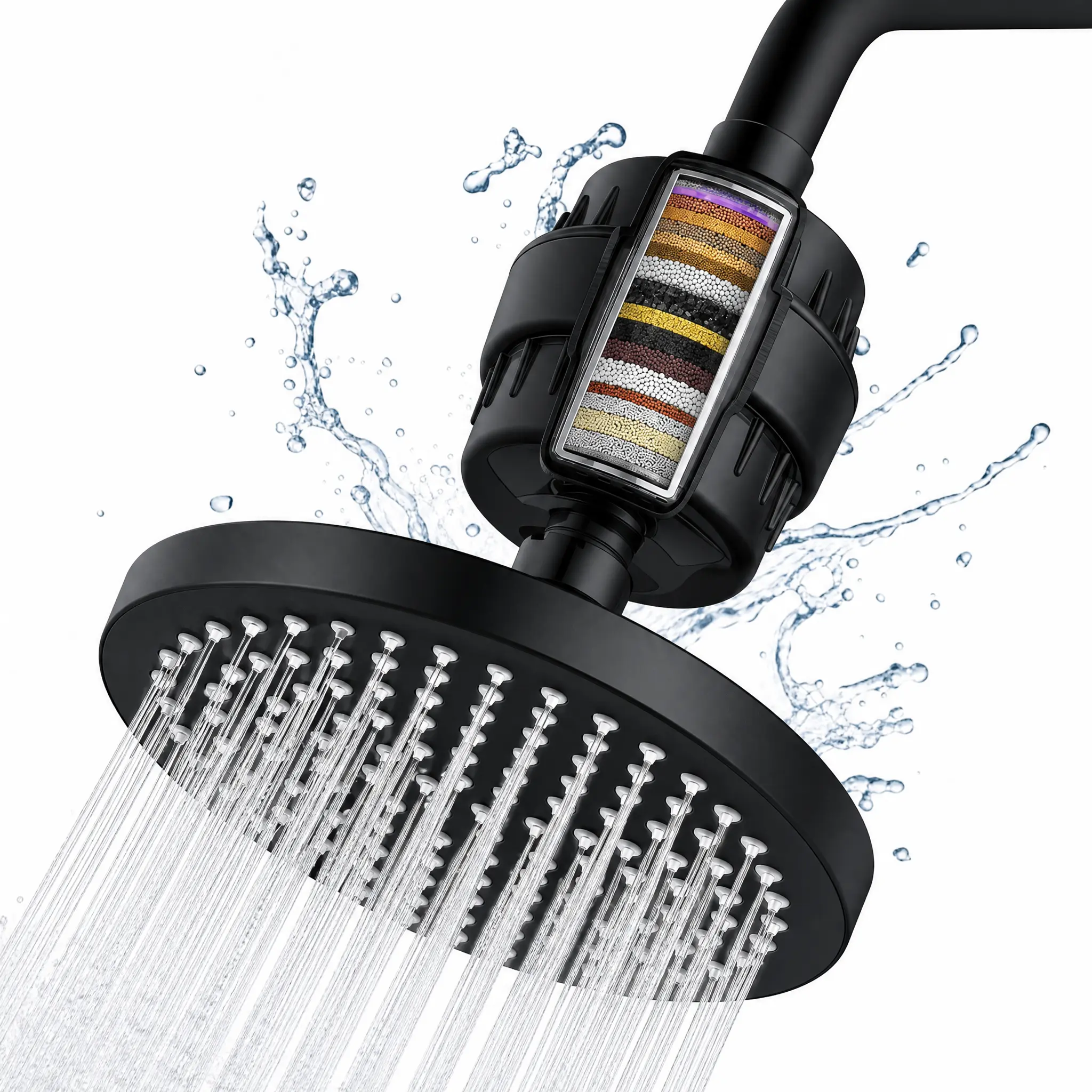 Filtered Shower Head Set with 20-Stage Shower Filter, High Pressure 6-Inch Round Showerhead, Reduces Chlorine & Heavy Metals, Polished Chrome