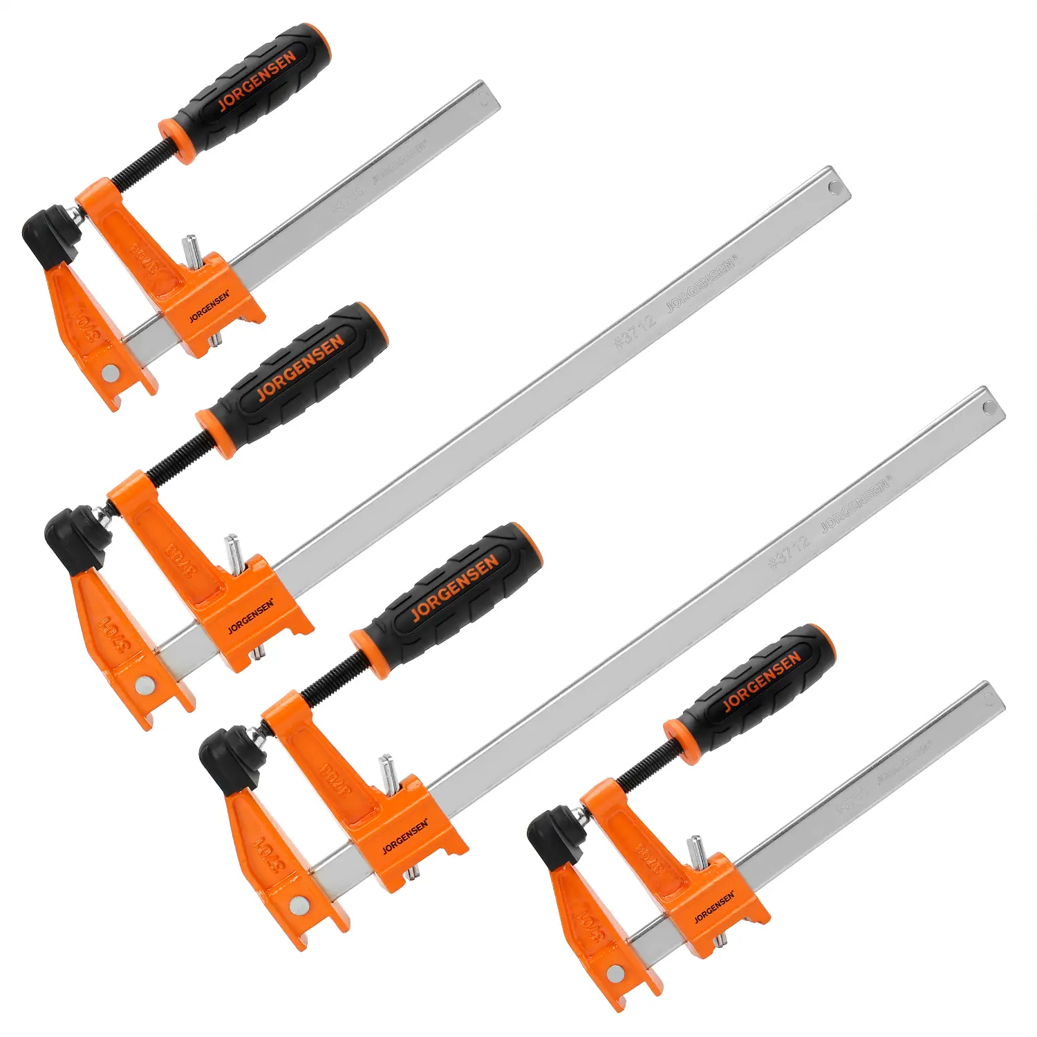 #fathersdaygift JORGENSEN 4-pack Steel Bar Clamps Set, 6 inch & 12 inch Medium Duty F-Clamp - 600 Lbs Load Limit for Woodworking