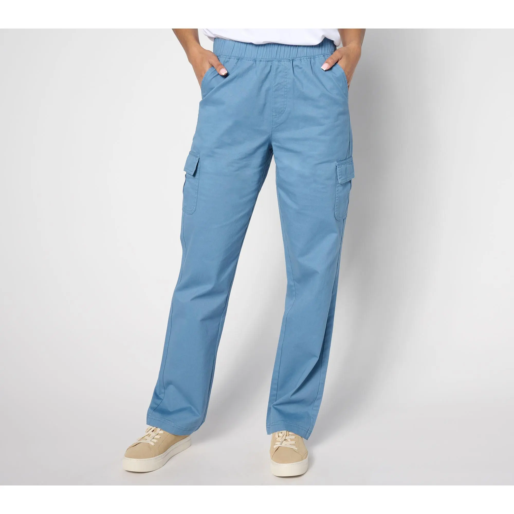 Denim & Co. Tall EasyWear Twill Pull-On Cargo Straight Leg Pants