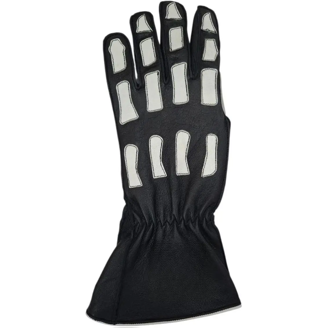 Skull & Bones -Black Bull Riding Glove w Reinforced Palm Patch Left or Right Hand Deer Skin Leather- EPT Adult Sizes: 5.0-10.5