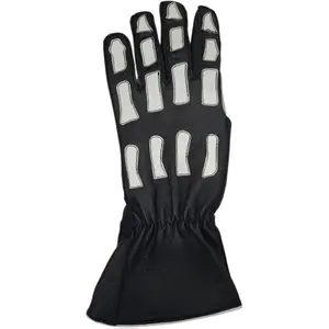 Skull & Bones -Black Bull Riding Glove w Reinforced Palm Patch Left or Right Hand Deer Skin Leather- EPT Adult Sizes: 5.0-10.5