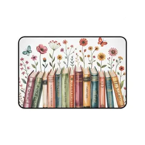 [SALE UP TO 50% + FREE SHIP] Vintage Books with Wildflowers Desk Mat  Floral Reading Desk Pad