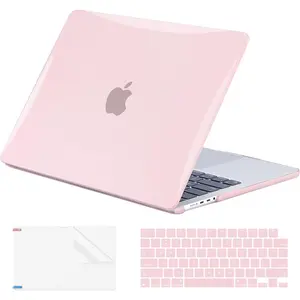 Case Compatible with MacBook Pro 14 inch 2025 2024-2021 M4 M3 M2 M1 Pro Max Chip, Hard Shell Cases with Keyboard Cover, Screen Protector - Cute Pink