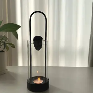 Portable Outdoor Essential Oil Diffuser Lamp, Windproof Design, Quartz Glass Metal Candle Holder, Home Volcanic Stone Aroma Night Light Gift