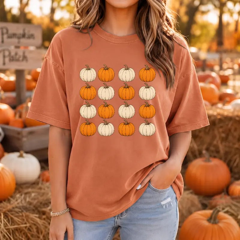 Comfort Colors Pumpkin Grid T-shirt