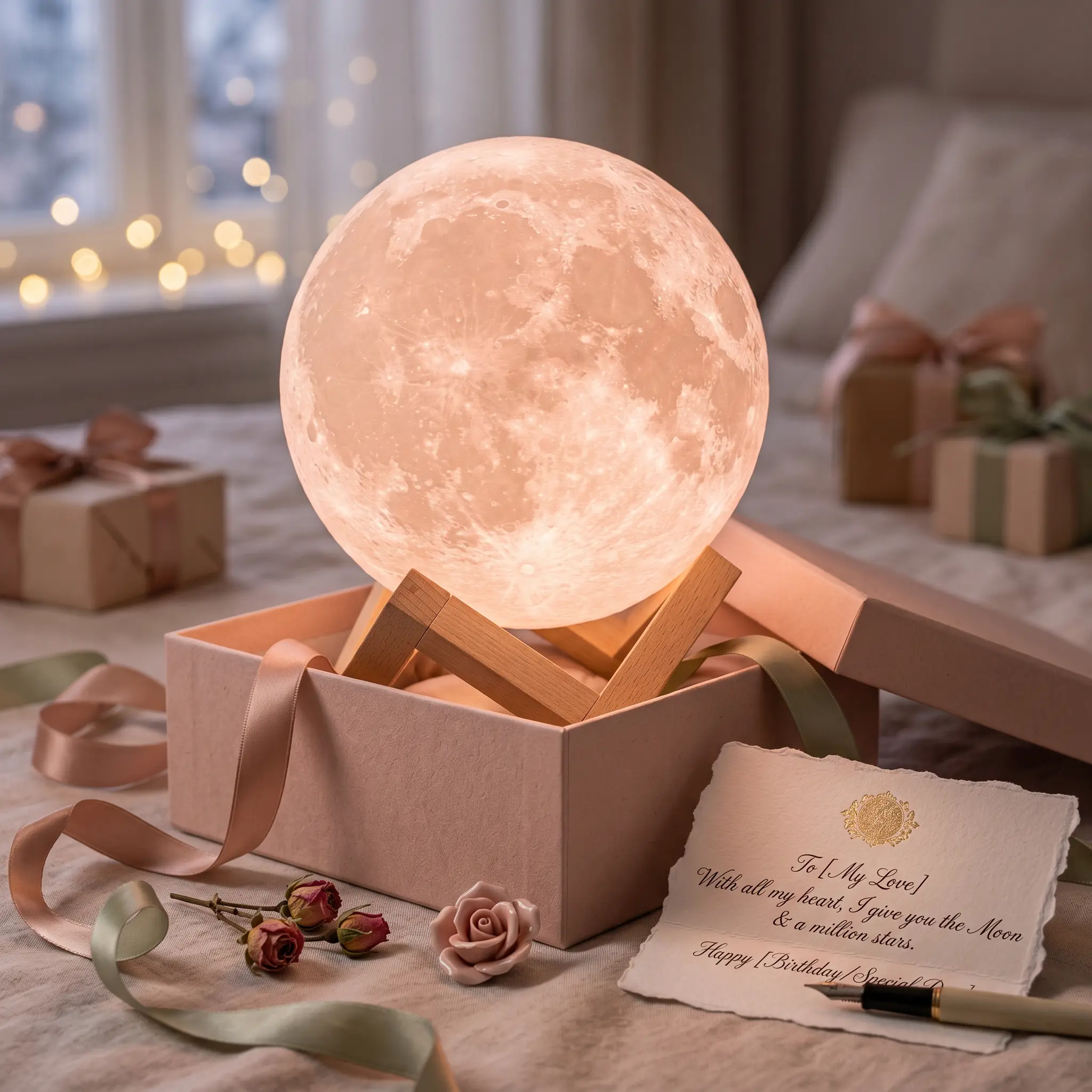 4.7 Inch 3D Printed Moon Table Lamp, Lunar Texture,148 Combination Modes, Remote-Touch Control, Rechargeable Timer Night Light, Ideal Valentine/Anniversary Gifts for Women, Romantic Bedroom Decor cool tech gadget