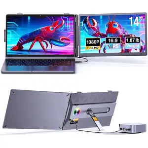 Laptop Screen Extender, 14" FHD 1080P Portable  for Laptop with  sRGB, Dual Screen Extender for Laptop 13-17.3", Plug & Play External , Business Travel &  Office