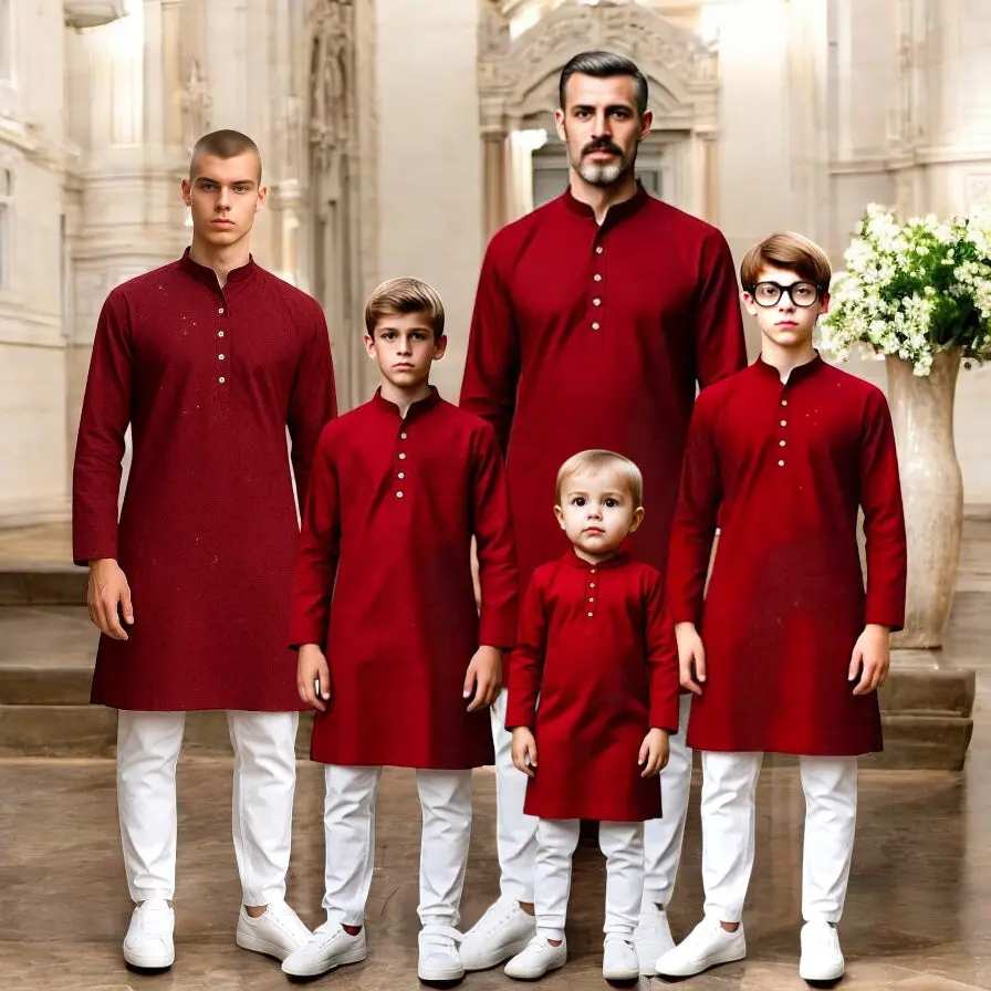 Chikankari father-son family combo set Chikankari father-son family combo set