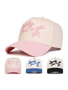 Women's Adjustable Cute Bow Baseball Cap, Embroidery Adjustable Hat, Sweet Design, Lightweight Breathable Fabric, Multiple Colors Available