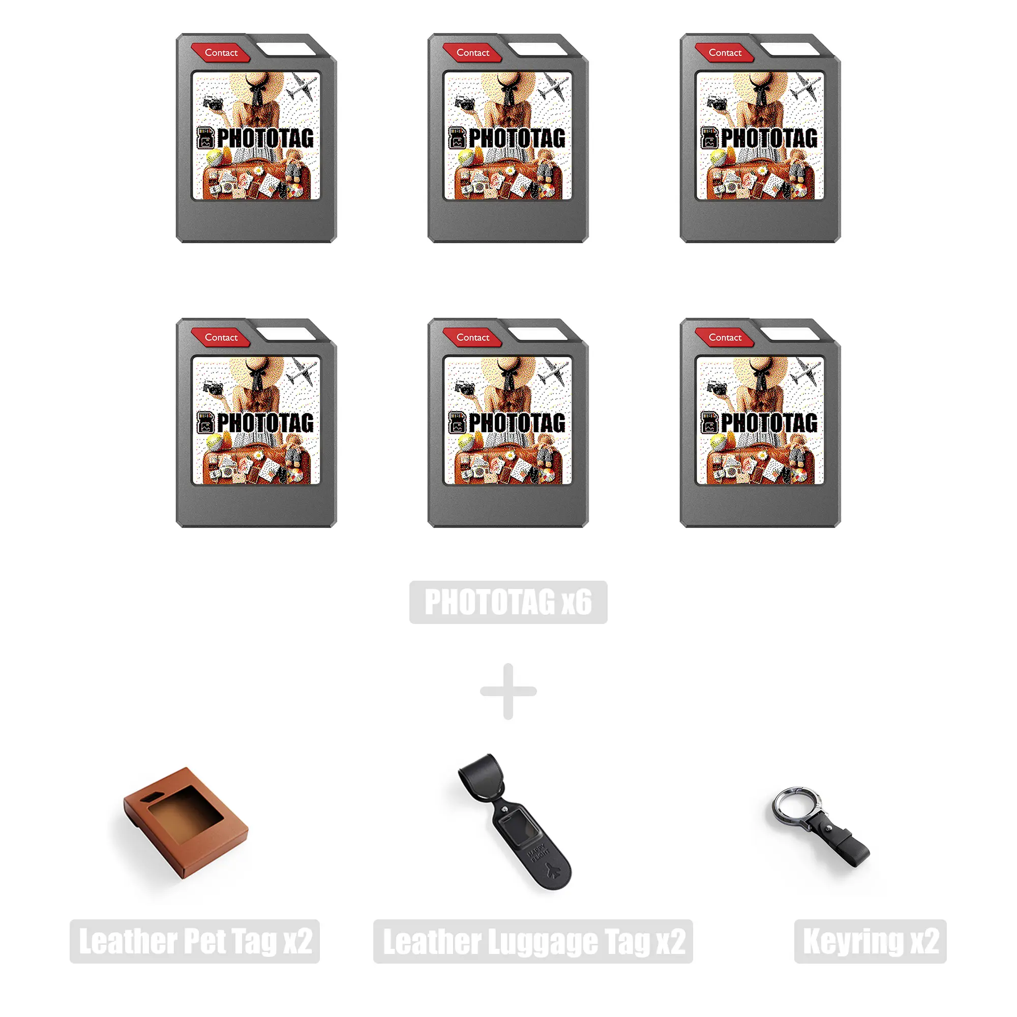 PhotoTag: Customizable e-ink Gps tracker（2-6 Pack） for keys, wallets, luggage. Compatible with Apple Find My (iOS only). Displays photos and emojis.  Up to 10 months of battery life and  IP65 waterproof. Replaceable battery.Personalized gift.