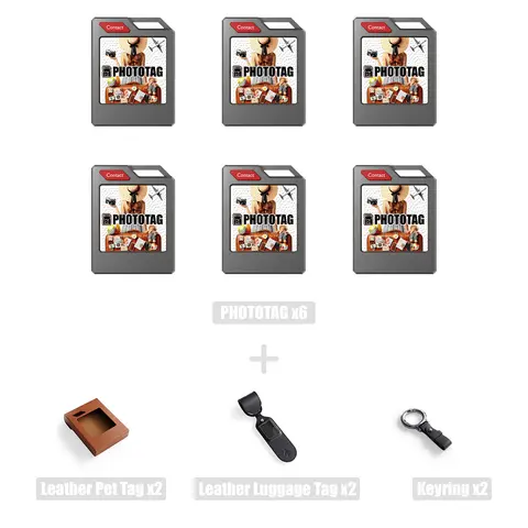 PhotoTag Customizable E-Ink Screen GPS Keychain Accessory (2-6 Pack) - iOS-Only Find My Compatible, Customizable Display, GPS Tracking, 10-Month Battery Life, IP65 Waterproof, Replaceable Battery, Fits iOS, Personalized Gift for Keys, Wallets