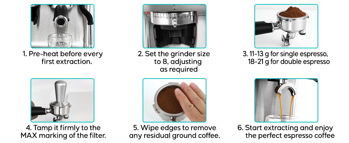 CASABREWS 5700PRO Espresso Machine with Grinder and Milk Frother - 20-BAR Pressure, LCD Display, 91oz Water Tank Capacity, Perfect for Ground Coffee