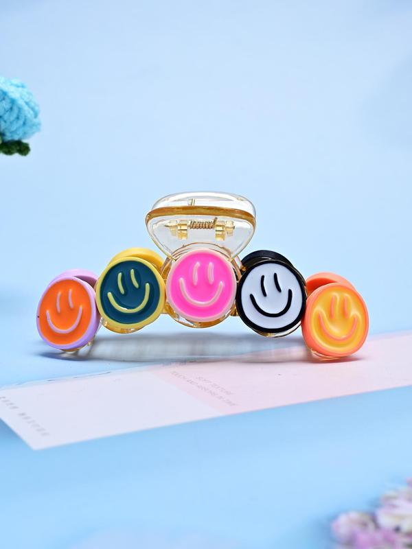 Colorblock Smile Face Design Hair Claw, Clip In Claw, Non-slip Hair ...