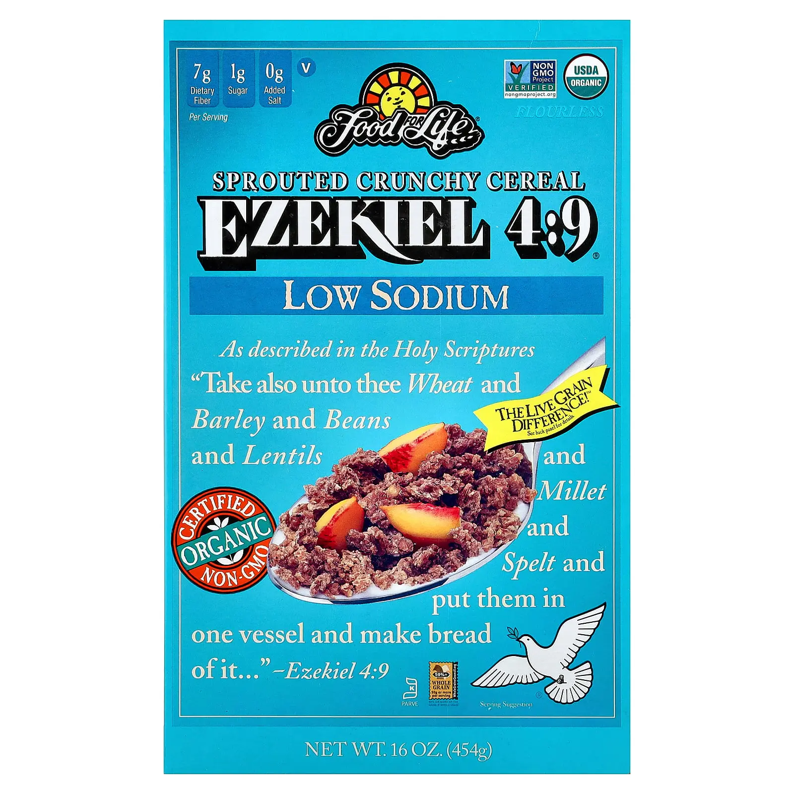 Food For Life Ezekial 4:9® Sprouted Crunchy Cereal, Low Sodium, 16 oz (454 g)