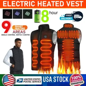 USB Electric Heating Vest Men Women Winter 9 Zone Warm Jacket  Without Power Bank
