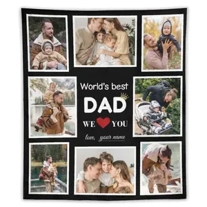 BARLEY ONE Click “Shop Chat”, Send Photo Personalized Father’s Day Tapestry Custom Family Photo Collage Wall Hanging with Names, Quotes & Pictures, World’s Best Dad Personalized Tapestry Gift for Dad Grandpa Husband Living Room Bedroom Home Decor.