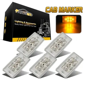 PARTSam 5pcs Replacement Amber LED Cab Lights for Freightliner Century/Columbia 6 High-Brightness 12V Roof Clearance Marker Lights Flush Mount Sealed Clear Lens
