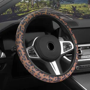 Luxury Leopard Print Car Steering Wheel Cover, Breathable Non-Slip Universal Fit, All-Season Protective Gear for Vehicles, Car Steering Wheel Insert Accessories