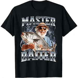 Cotton Graphic Tees Streetwear Gifts Master Baiter Fishing T-Shirt