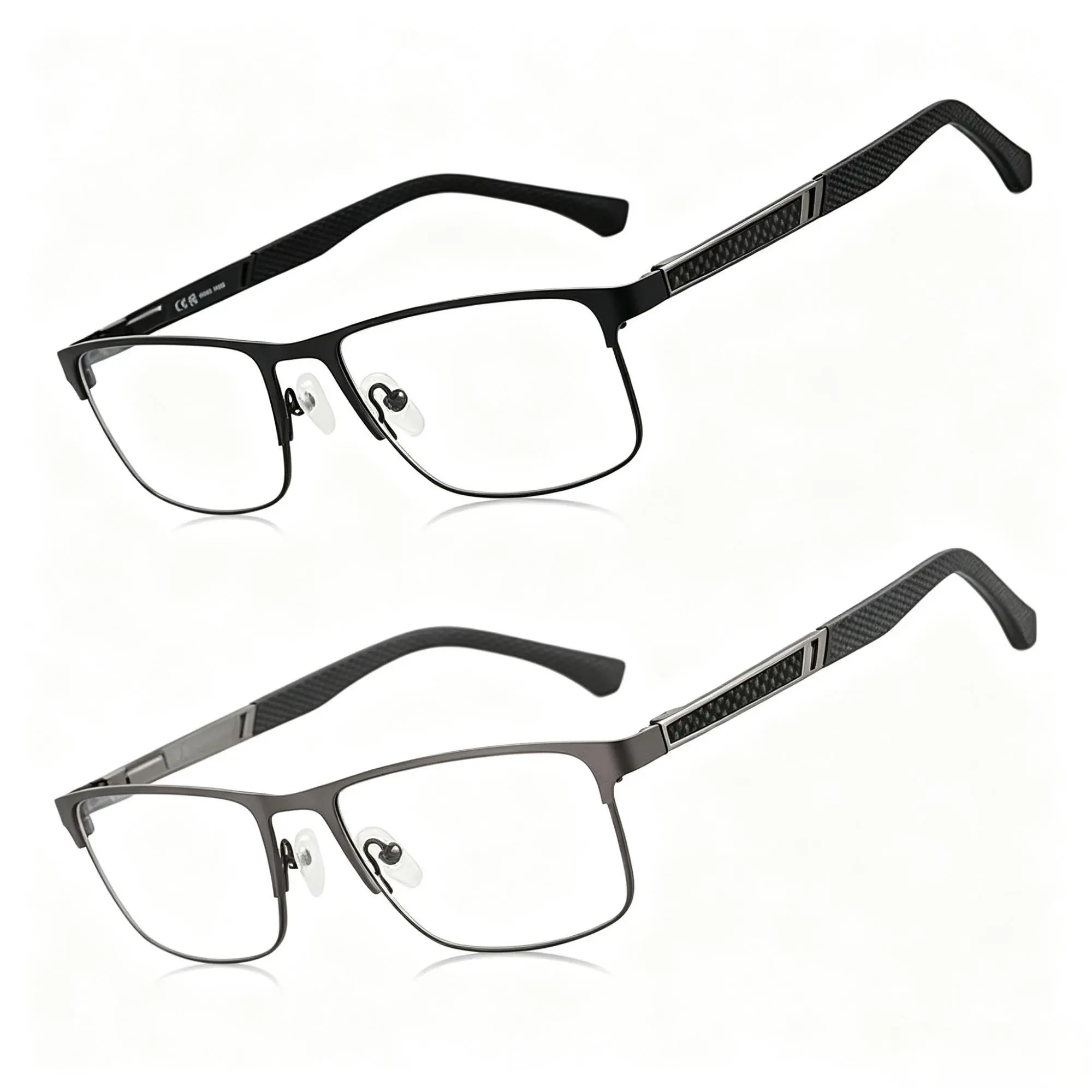 【2 Packs】ZENOTTIC Carbon Fiber Reading Glasses,Unisex Alloy Frame with Spring Hinge,Durable High-Quality Comfortable for Big Heads, Gaming Office Use Business Style Eyewear,summer outifit,travel essentials