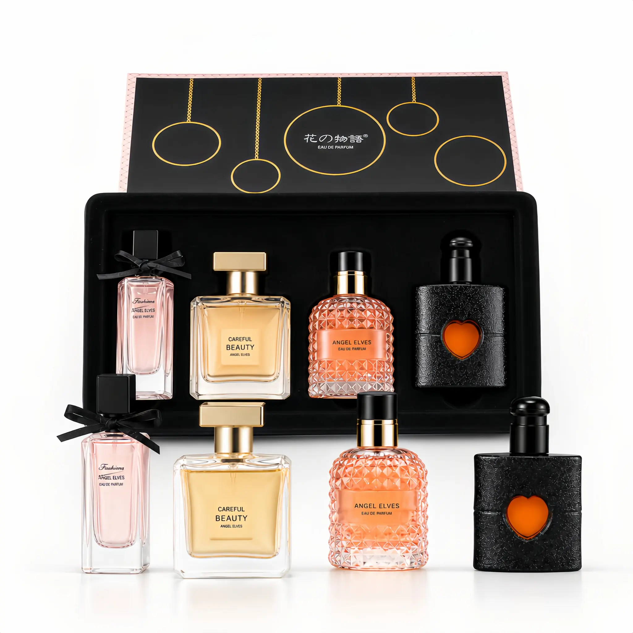 Women's The Language of Flowers 4-Piece Citrus Fragrance Set (25ML x 3 + 30ML) - High-End Gift Box, Notes of Pink Pepper, Orange Blossom, Pear, Coffee, Jasmine, Sandalwood, Peach, Blackcurrant - Long-Lasting Daily  Citrus Fragrance distinct scent