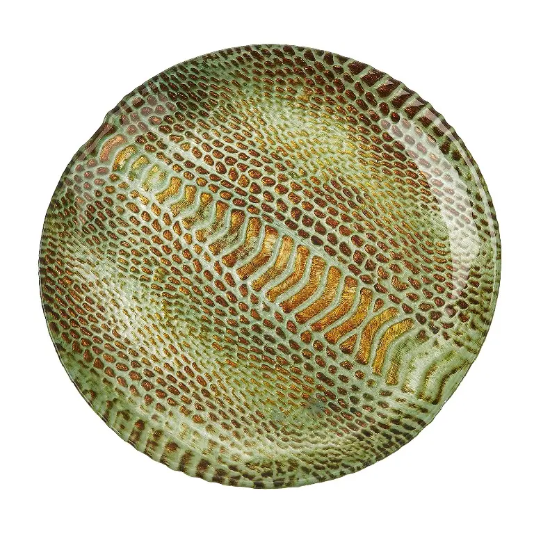 Handmade Red Pomegranate 2236-6 Snakeskin 6.5 in. Turquoise Gold Plates - Set of 4, Table Setting Kitchenware Cutlery & Tableware Plates
