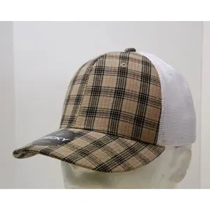 212 MAIN Unisex Plaid Print Structured Crown 6-Panel Mid-Profile Cotton-Nylon Classic Trucker Hat - Casual Hat, Snapback Adjustable, 1 Size Fits Most, Model 6017-222 222-White