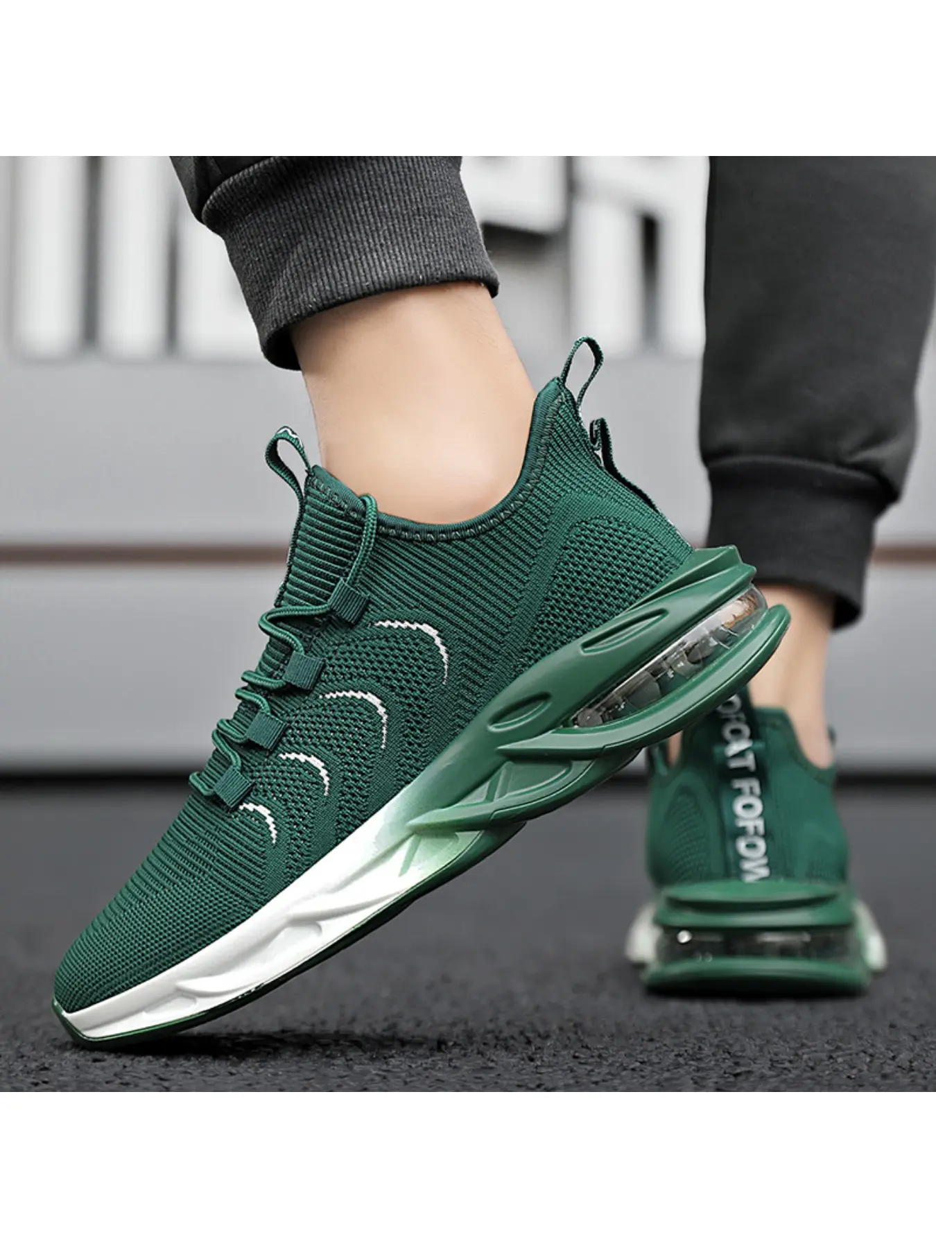 Men's Breathable Flyknit Air Cushion Sneakers, Shock-Absorbent & Anti-Slip Casual Running Shoes, Suitable for Daily Casual Wear, Knitted Running Shoes, Running Trainers, Casual Running Footwear