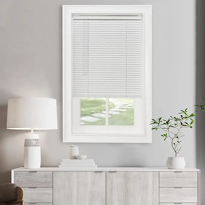 Achim GII Morningstar Indoor Cordless Vinyl Light Filtering Window Mini Blind, Pearl White, 72" L x 27" W Luxury Double-Layer Light-Blocking