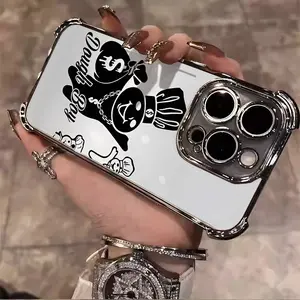 Super Cool Cartoon Dough Boy pattern Suitable for Aesthetic Electroplated TPU Casing For iphone 16 15 14 13 12 11 X XS PRO PLUS MAX Four Corners Anti-Fall Transparent Casual Soft Silicone Phone Cases Perfect Gift for men's L1441