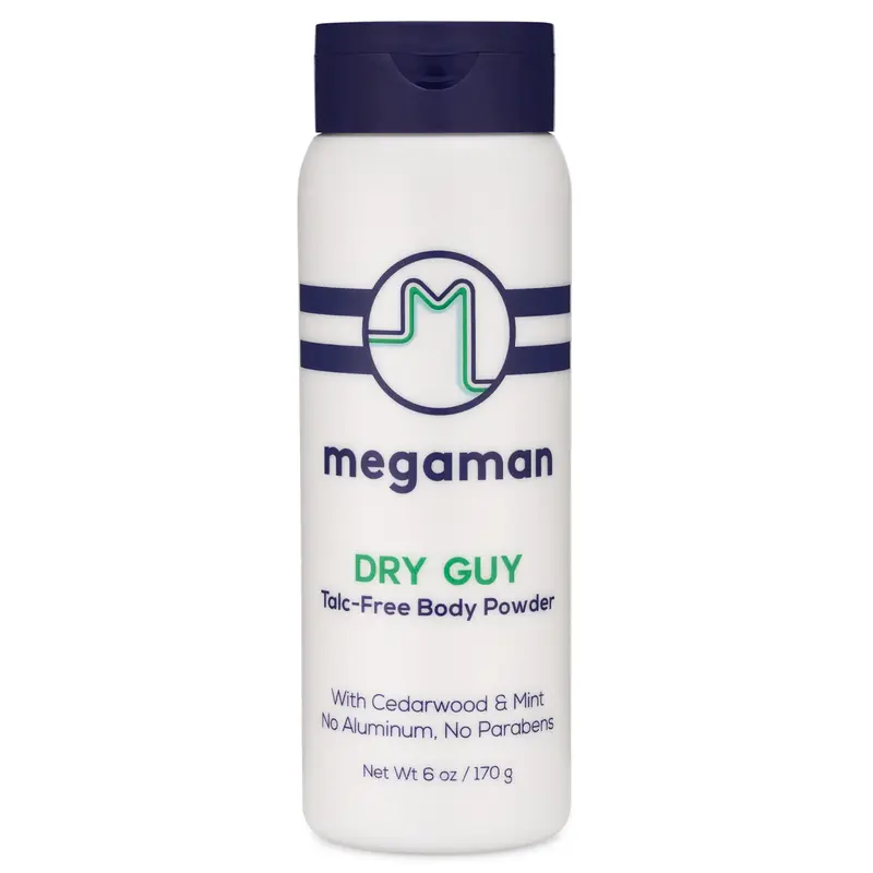 Megaman Talc-Free All Natural Sweat-Absorbing Body Dusting Powder - Sensitive Underarm Sweat Solutions, Prevents Chafing & Odor, Scent-Infused, For Groin & Feet, 6 oz Single Item Dry Guy Body Care Product