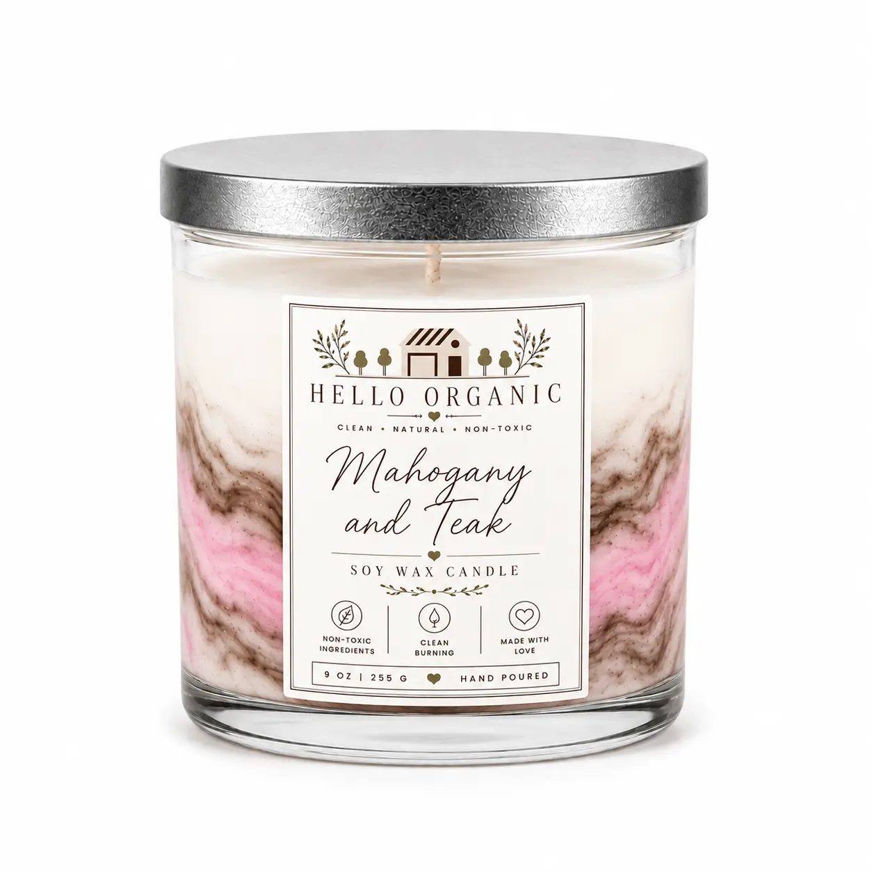 Mahogany and Teak Hand Poured Non Toxic Candle 9 oz