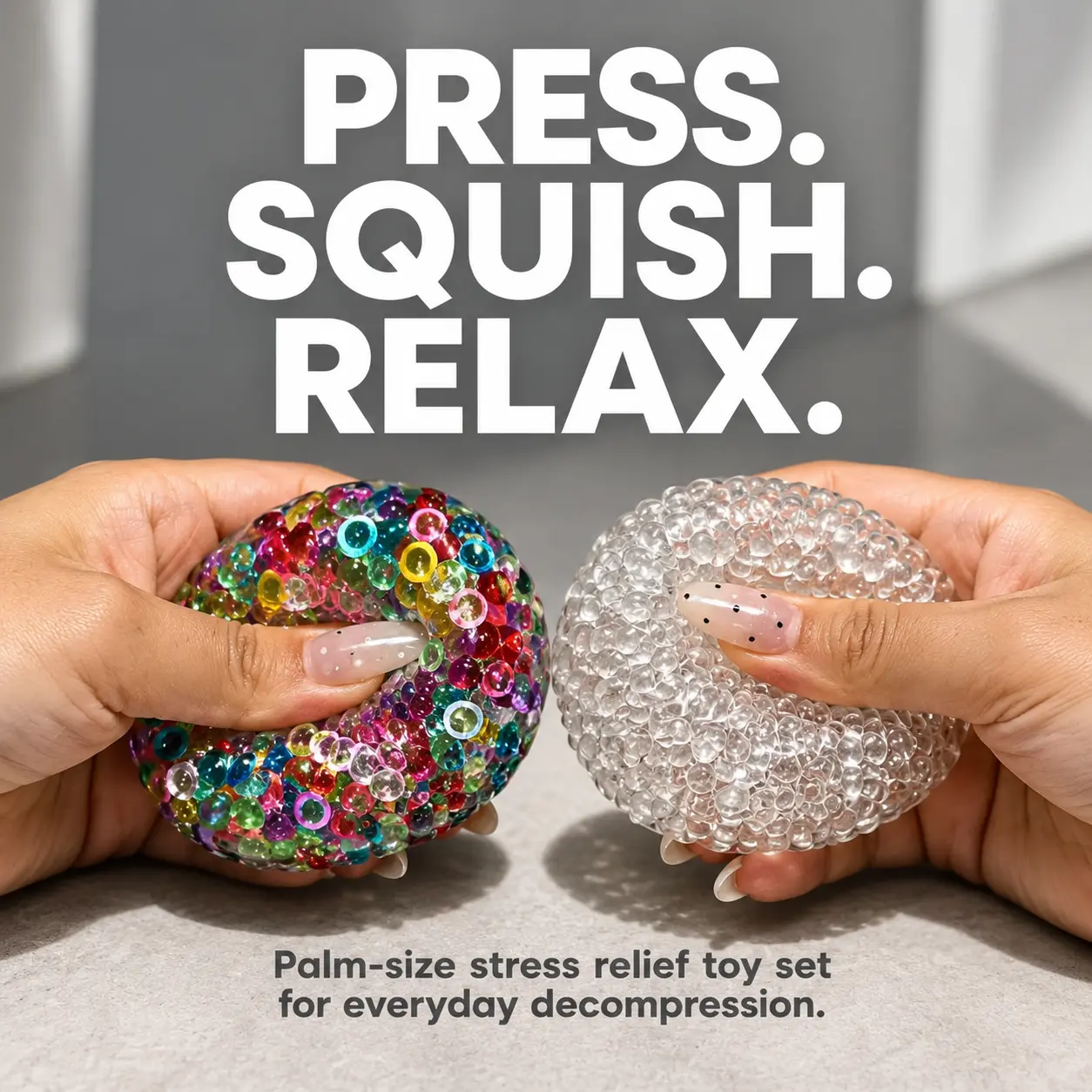 2-pack Crackling Popping Beads Squishy Stress Relief Ball - Colorful Soft Squeeze Fidget Sensory Toy for Adults, Anxiety Calming Decompression Item, Perfect Party & Holiday Gift classroom office bet