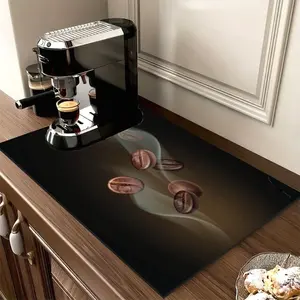 Coffee Theme Kitchen Mat, 1 Count Non-slip Kitchen Placemat, Coasters, Absorbent Coffee Machine Mat, Kitchen Decor Accessories, Housewarming Gift