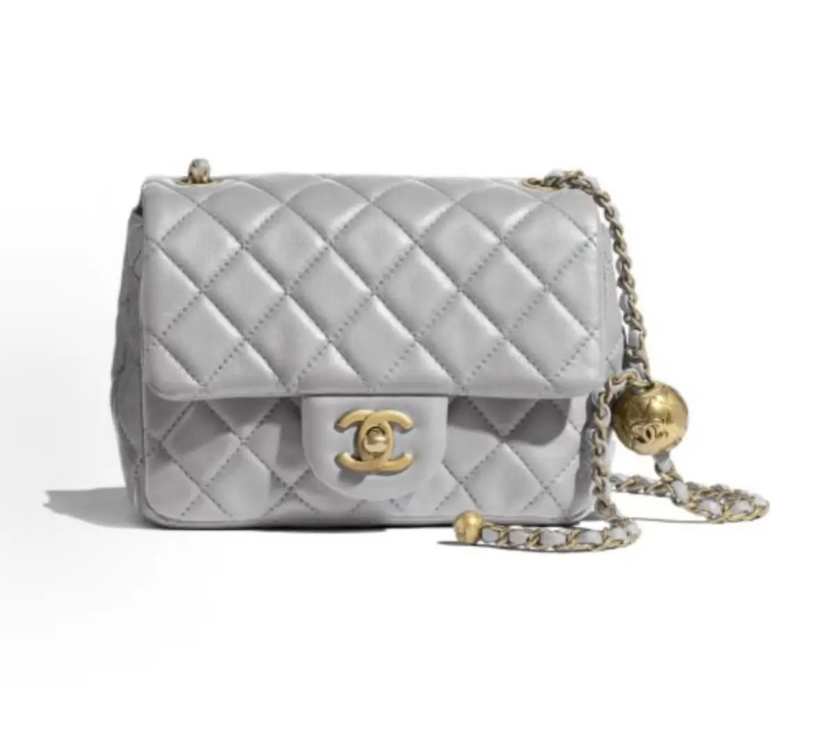 Pre-owned CHANEL Square Shape Mini Classic Flap Crossbody Bag Grey, Ball Turnlock, Gold Hardware, 29 Series Stamp, 2602423