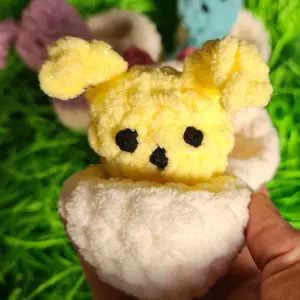 Mini Egg Surprise: Bunny Peep Pop It Plush / Easter Gift / Crochet / Handmade Fidget / Soft Chunky Yarn / Kid Safe / Crochet Knitted Plushie / Amigurumi/ Stress Relief /