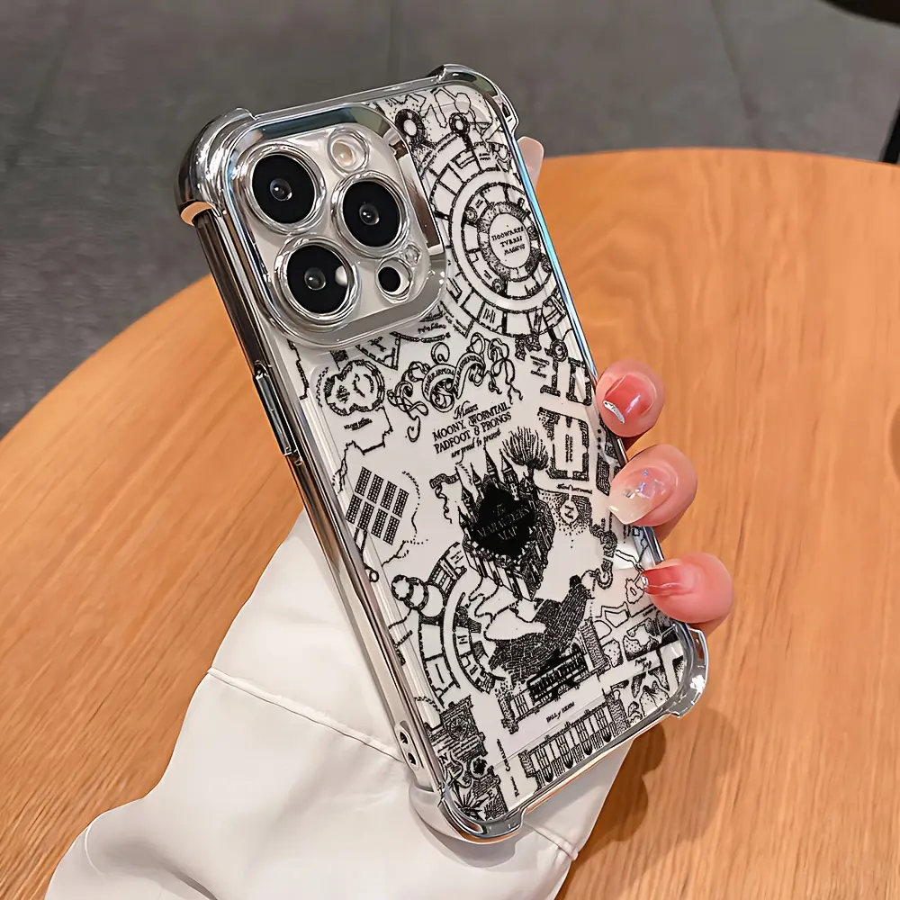 WB Harry Potter Magic Academy Classic Style Shockproof Glitter Phone Case for iPhone 17,16E,16,15,14,13,12,11,Mini,Pro,Max,Air,X,XR,XS Max,8,7 Plus - Customized TPU Plastic Transparent Soft Back Cover Accessory Gift