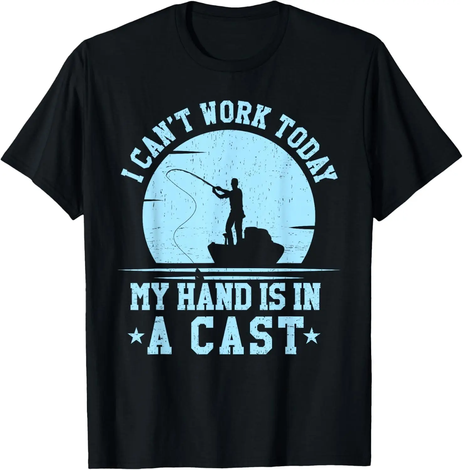 Camiseta de pesca divertida I Cant Work Today My Arm is in a Cast, Negro, S