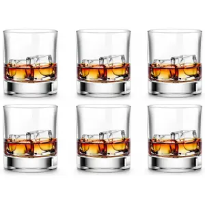 Whiskey Glasses-Premium 11 OZ Scotch Glass Set of 6 /Old Fashioned Whiskey Glasses/Style Glassware for Bourbon/Rum glass,Clear