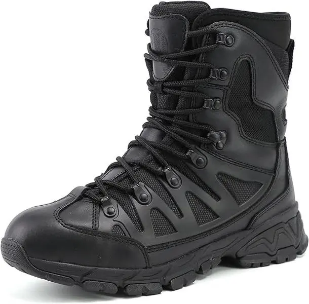 8" Waterproof Men's Military Tactical Work Boots, Hiking Motorcycle Combat Slip/Oil Resistant Boots with YKK Side Zipper